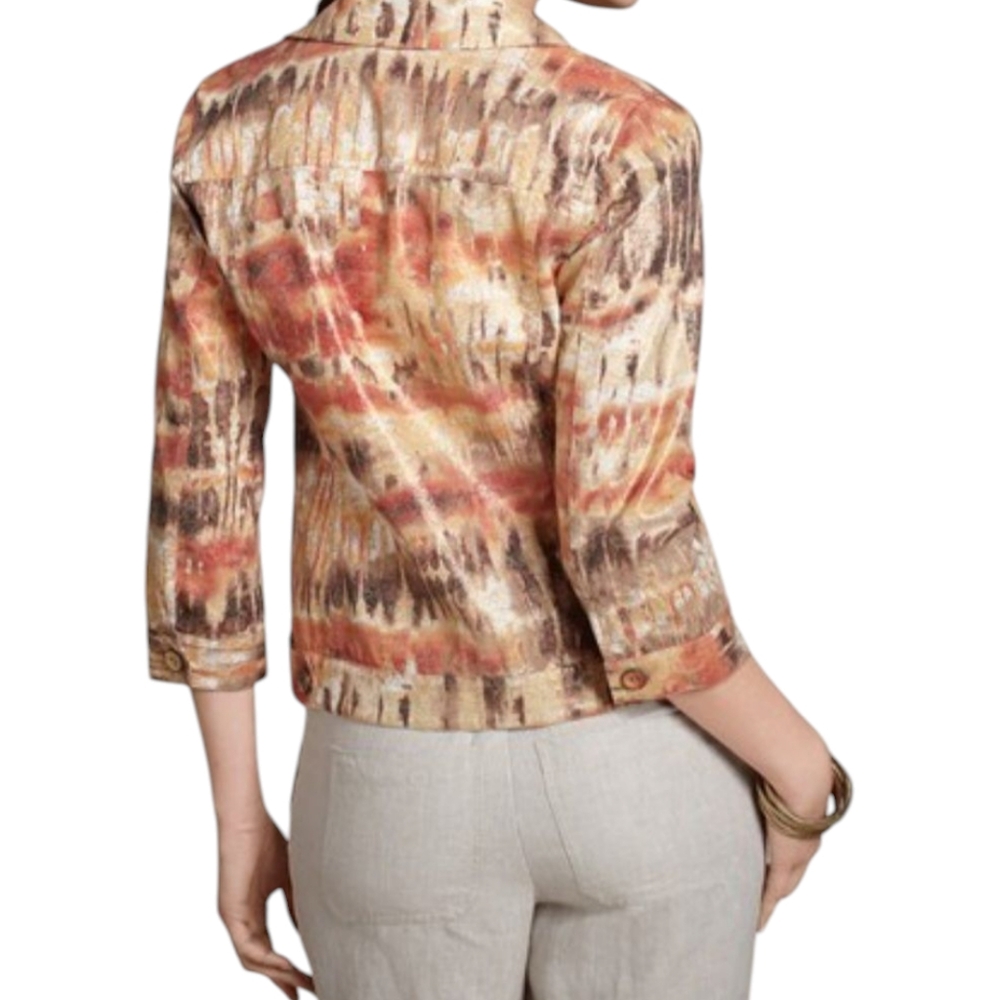 Chicos Women's Sedona Escape Atalia Jacket Size 0 3/4 Sleeve Metallic